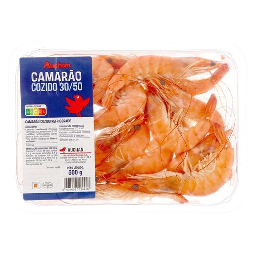 AUCHAN Camarão Cozido Vannamei 30/50 500 g AUCHAN Camarão Cozido Vannamei 30/50 500 g