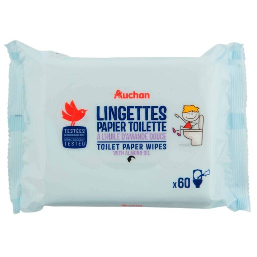 AUCHAN Papel Higiénico Húmido Kids 60 un