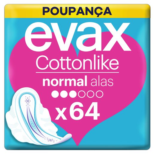 EVAX Pensos Higiénicos Cottonlike Normal com Abas 64 un