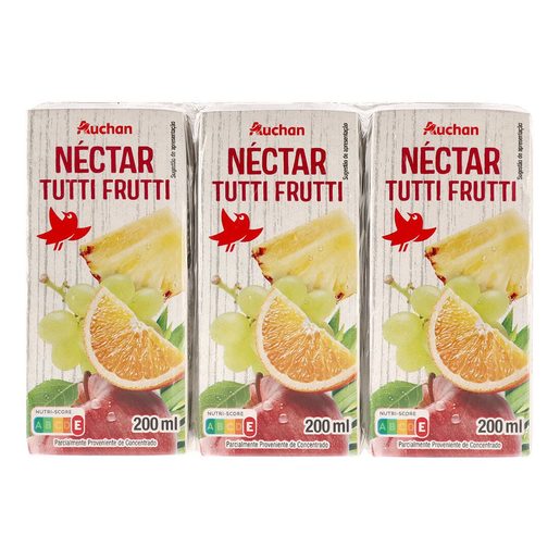 AUCHAN Néctar Tutti Frutti 3 x 200 ml