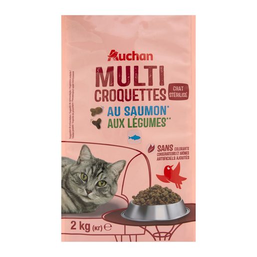 AUCHAN Ração Gato Estrelizado Salmão e Legumes 2 kg AUCHAN Ração Gato Estrelizado Salmão e Legumes 2 kg
