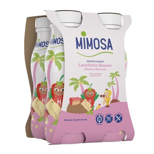 MIMOSA Iogurte Líquido Lanchinho Booom Polpa Banana e Morango 4x151 ml