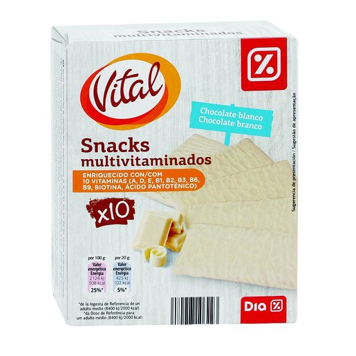 DIA VITAL Barritas Snacks Multivitaminadas Chocolate Branco 200 g DIA VITAL Barritas Snacks Multivitaminadas Chocolate Branco 200 g