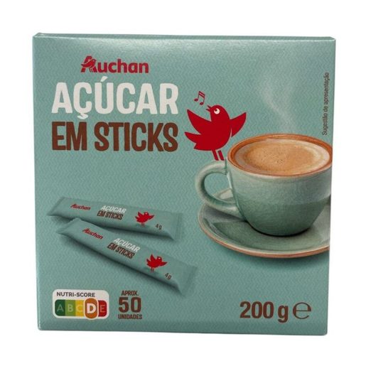 AUCHAN Açúcar Branco em Sticks (50 un) 200 g