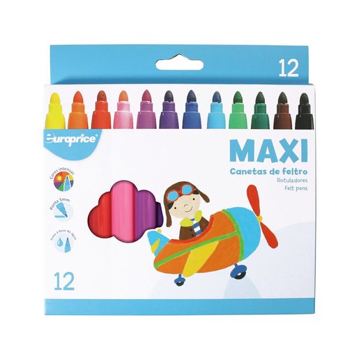 EUROPRICE Canetas de Feltro Maxi 12 un EUROPRICE Canetas de Feltro Maxi 12 un