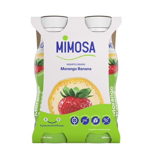 MIMOSA Iogurte Líquido Aroma Morango Banana 4x151 ml
