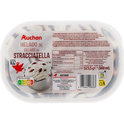 AUCHAN Gelado Straciatella 900 ml