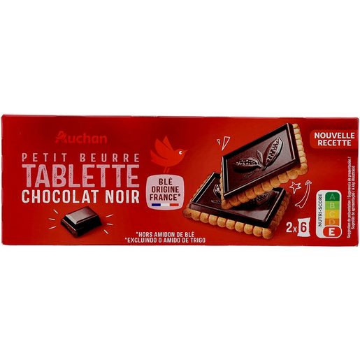 AUCHAN Bolachas Manteiga Cobertura de Chocolate Negro 150 g