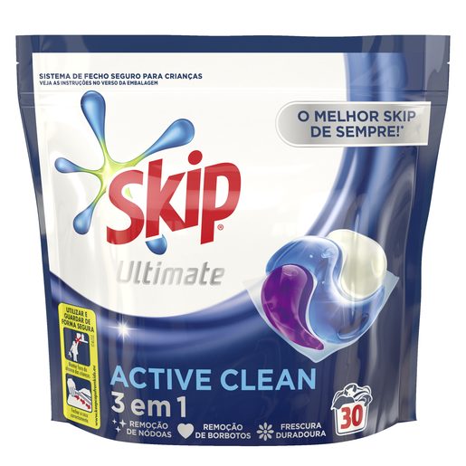 SKIP Detergente Máquina Roupa Cápsulas Trio Active Clean 30 Lv