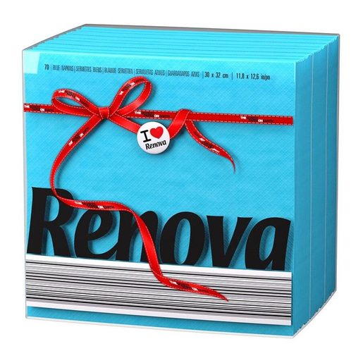 RENOVA Guardanapos Folha Simples 30x32 cm Azul 70 un RENOVA Guardanapos Folha Simples 30x32 cm Azul 70 un
