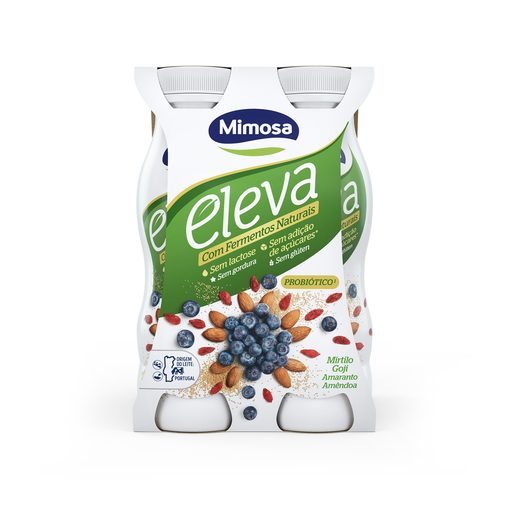 MIMOSA Iogurte Líquido Bifidus Mirtilo e Goji Sem Lactose ELEVA 4x156 ml