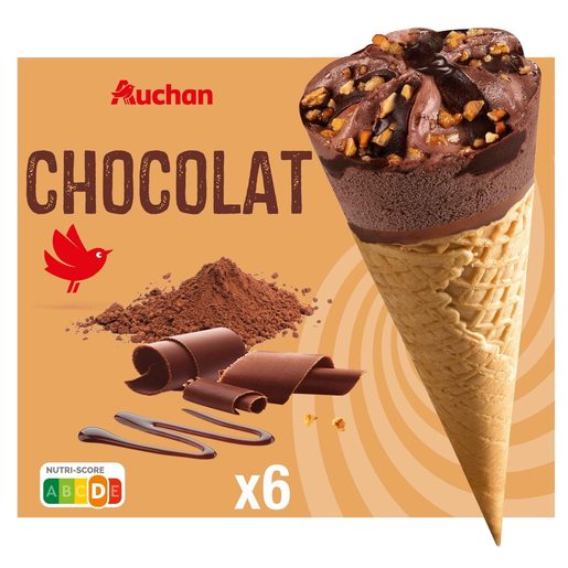 AUCHAN Gelado Cone de Chocolate 6X120 ml AUCHAN Gelado Cone de Chocolate 6X120 ml