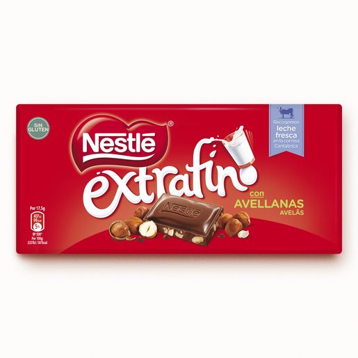 NESTLÉ EXTRAFINO Tablete de Chocolate de Leite com Avelãs sem Glúten 123 g