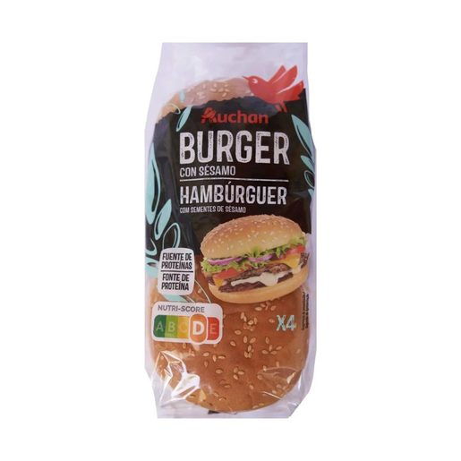 AUCHAN Pão Hambúrguer com Sésamo 4 un AUCHAN Pão Hambúrguer com Sésamo 4 un