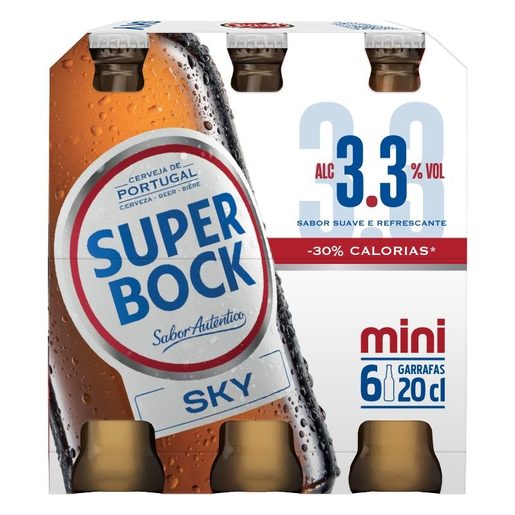 SUPER BOCK SKY Cerveja com Álcool 6x200 ml