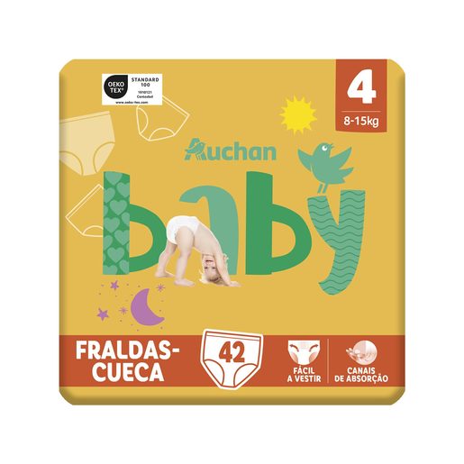 AUCHAN Baby Fraldas Cueca Tamanho 4 (8-15 kg) 42 un AUCHAN Baby Fraldas Cueca Tamanho 4 (8-15 kg) 42 un