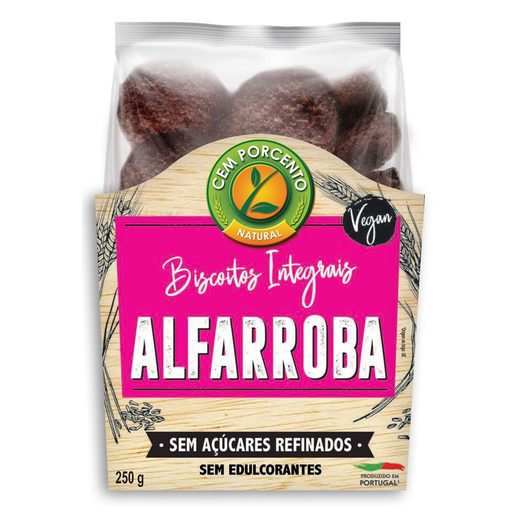 CEM PORCENTO Biscoitos Integrais de Alfarroba  250 g