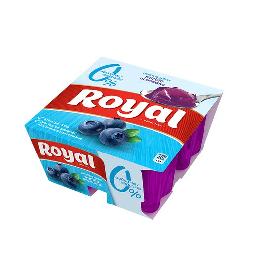 ROYAL Gelatina de Mirtilo Light 10 Kcal 4x90 g ROYAL Gelatina de Mirtilo Light 10 Kcal 4x90 g