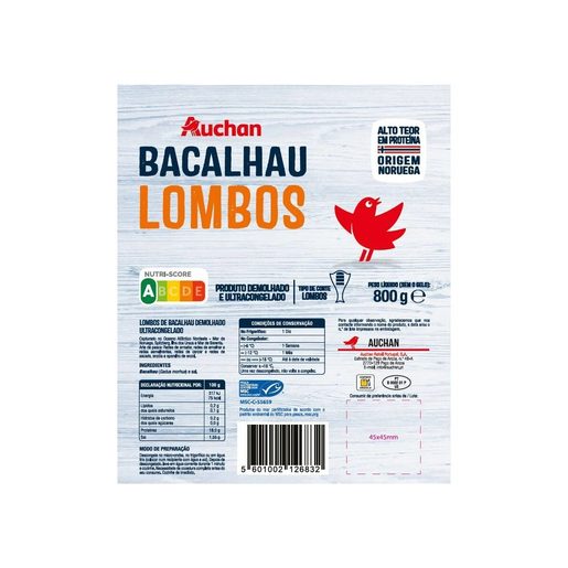 AUCHAN Bacalhau Demolhado Lombos Noruega MSC 800 g