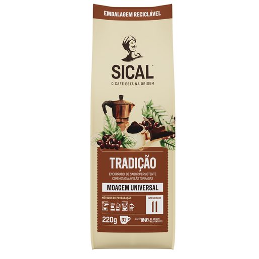 SICAL Café Torrado 5 estrelas Lote Tradição Moagem Universal (Intensidade 11) 220 g