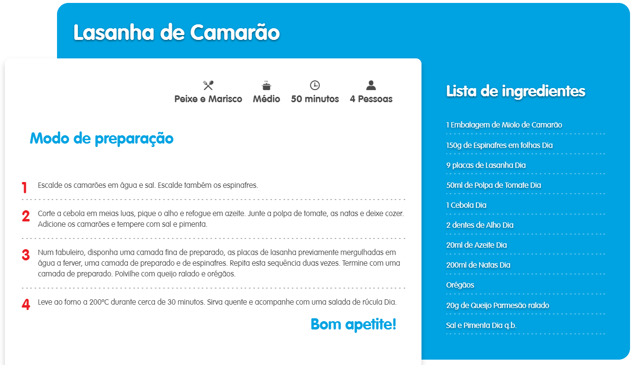 receita lasanha de camarão