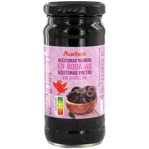 AUCHAN Azeitonas Pretas Rodelas em Frasco 230 g AUCHAN Azeitonas Pretas Rodelas em Frasco 230 g