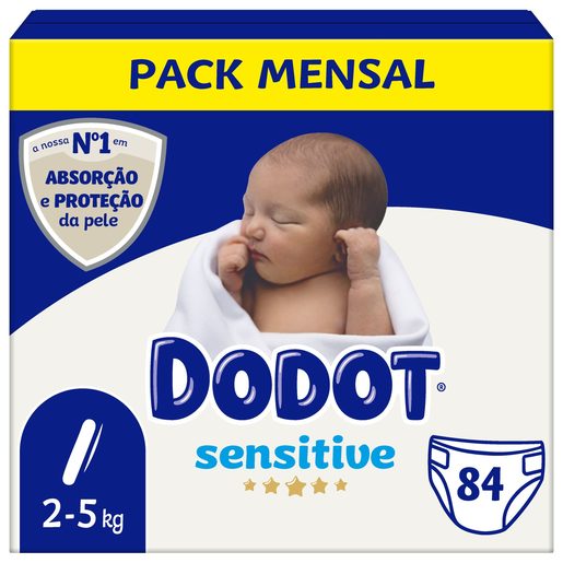 DODOT Fraldas Sensitive Tamanho 1 (2-5 kg) 84 un