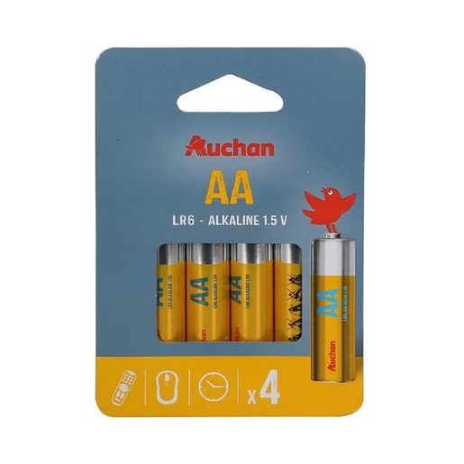 AUCHAN Pilhas Alcalina Standard LR06 4 un AUCHAN Pilhas Alcalina Standard LR06 4 un