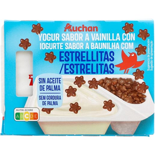 AUCHAN Iogurte Baunilha com Estrelitas Choco 2x125 g