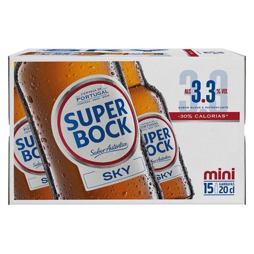 SUPER BOCK SKY Cerveja com Álcool 15x200 ml