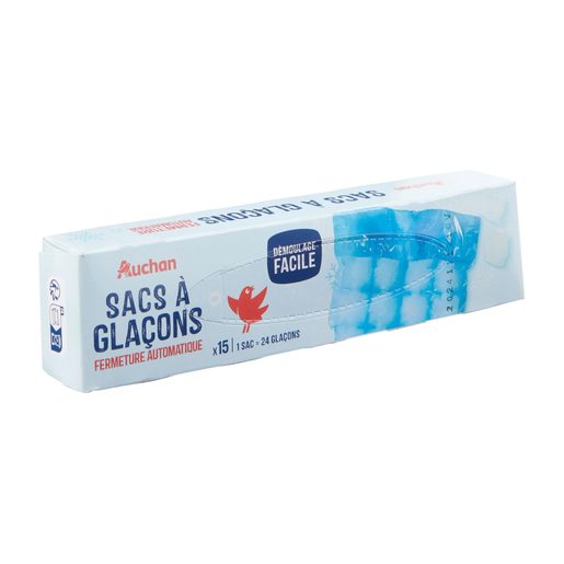 AUCHAN Sacos de Cubos de Gelo Fecho Automático 15 un AUCHAN Sacos de Cubos de Gelo Fecho Automático 15 un