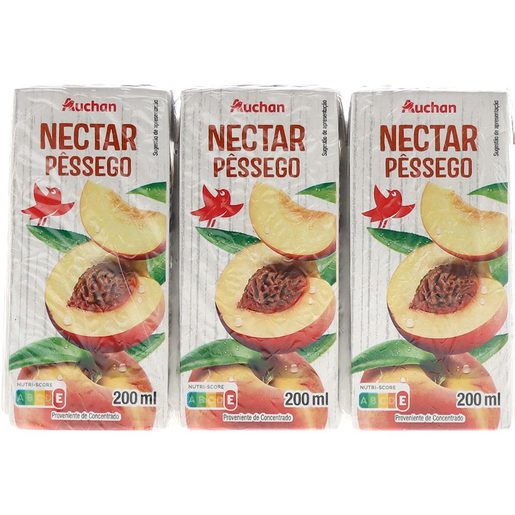AUCHAN Néctar de Pêssego 3x200 ml AUCHAN Néctar de Pêssego 3x200 ml