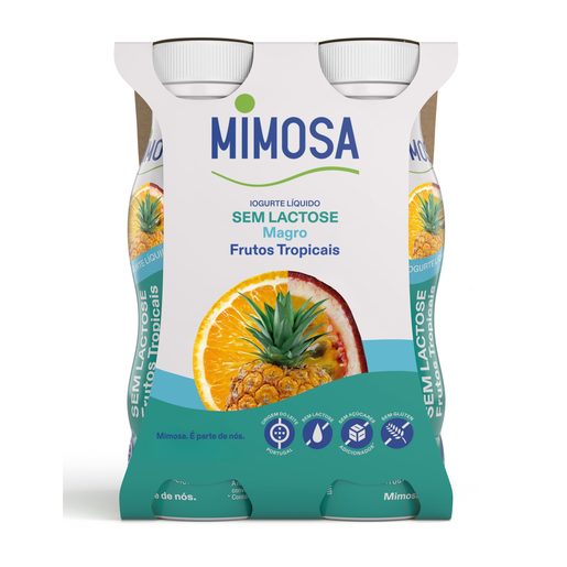 MIMOSA Iogurte Líquido Magro Sem Lactose Frutos Tropicais 4x151 ml