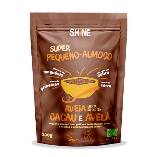 SHINE Super Pequeno Almoço Aveia, Cacau Cru e Avelã sem Glúten Bio 300 g