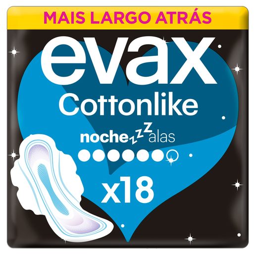 EVAX Pensos Higiénicos Cottonlike Noite com Abas 18 un EVAX Pensos Higiénicos Cottonlike Noite com Abas 18 un