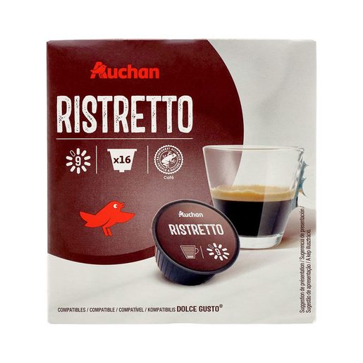 AUCHAN Cápsulas de Café Dolce Gusto Ristretto (Intensidade 9) 16 un AUCHAN Cápsulas de Café Dolce Gusto Ristretto (Intensidade 9) 16 un