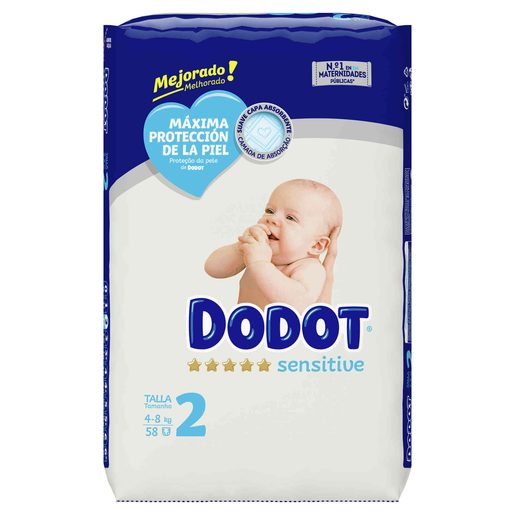 DODOT Fraldas Sensitive Tamanho 2 (4-8 kg) 58 un