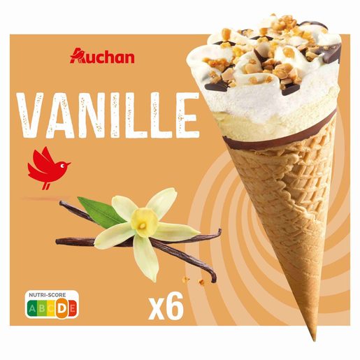 AUCHAN Gelado Cone de Baunilha 6X120 ml AUCHAN Gelado Cone de Baunilha 6X120 ml