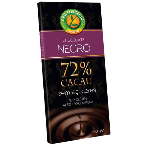 CEM PORCENTO Tablete de Chocolate Negro 72% sem Glúten 100 g
