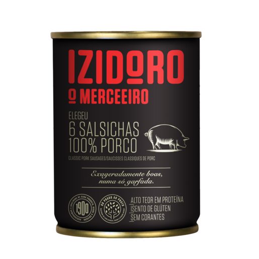 IZIDORO Salsichas Clássicas 100% de Porco Lata 350 g