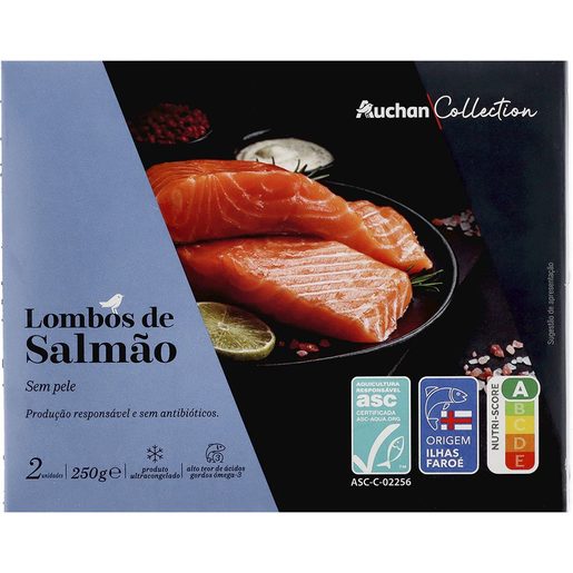 AUCHAN Lombos de Salmão Ilhas Faroé ASC Sem Pele 2x125 g
