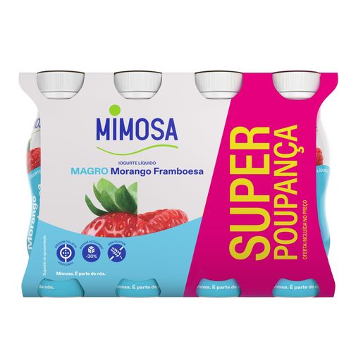 MIMOSA Iogurte Líquido Magro Morango e Framboesa 8x151 ml