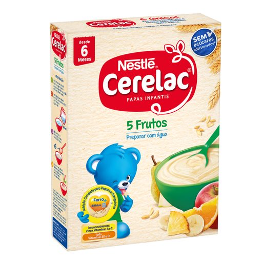 CERELAC Papa Infantil Láctea 5 Frutos +6 Meses 250 g