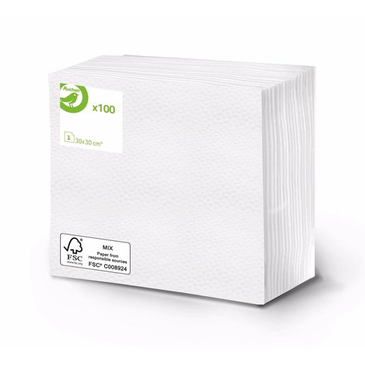 AUCHAN Essencial Guardanapos Folha Simples 30x30 cm 100 un AUCHAN Essencial Guardanapos Folha Simples 30x30 cm 100 un