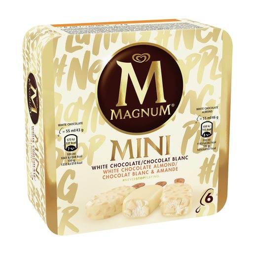 MAGNUM Gelados Multipack Magnum Mini  Chocolate Branco e Amêndoas 6x55 ml