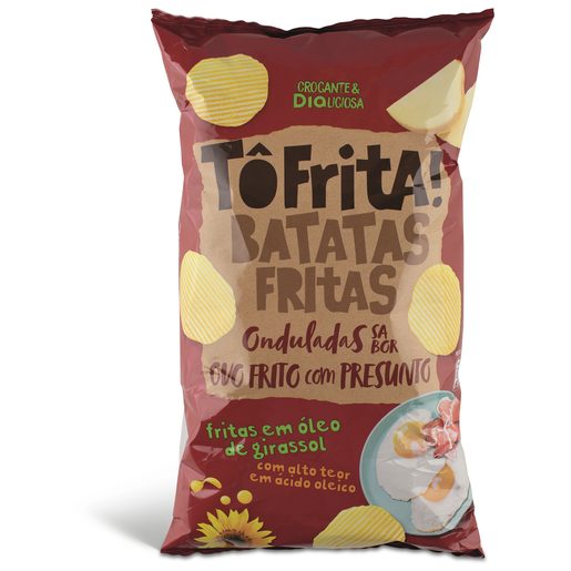 DIA TÔFRITA! Batata Frita Ondulada Sabor Ovo Frito com Presunto 150 g