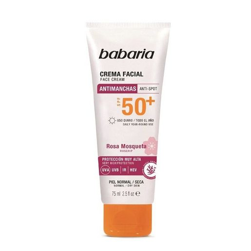 BABARIA Creme Solar Facial Antimanchas Rosa Mosqueta FP50 75 ml