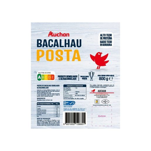 AUCHAN Bacalhau Demolhado Posta Média MSC 800 g AUCHAN Bacalhau Demolhado Posta Média MSC 800 g