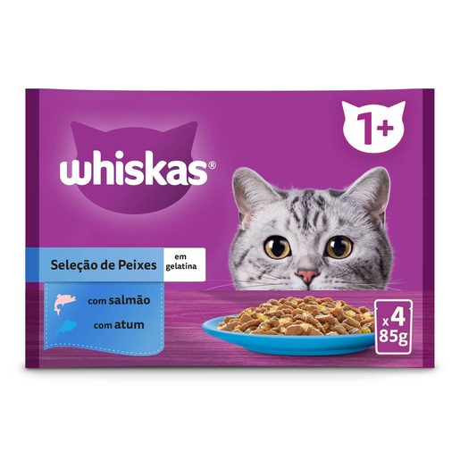 WHISKAS Alimento Húmido para Gato Adulto de Peixe 4x85 g