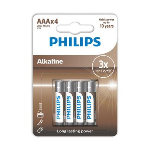 PHILIPS Pilhas Alcalinas LR3 AAA 4 un